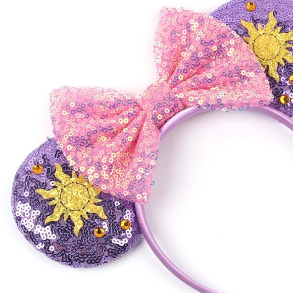 Purple Mouse Ears Sequin Bow Mouse Ears Headband for Women Cosplay Costume Princ - Picture 5 of 7